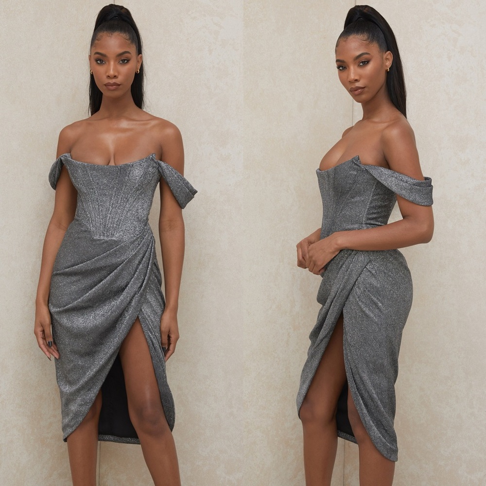 House of CB Loretta Sparkle Satin Corset Bodycon dress - Picture 3 of 8